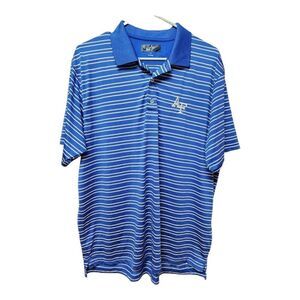 1052 - Air Force White & Blue AF Short Sleeve Polo Shirt Men's Large